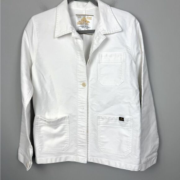 LE MONT ST. MICHEL | White Button Front Vintage
Look Chore Jacket Unisex Size 38 - Picture 1 of 9